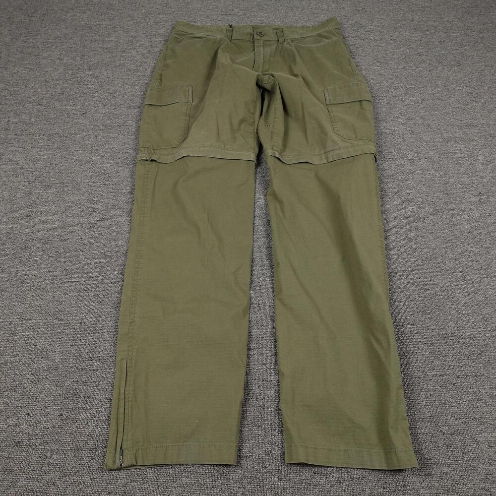 PrAna Cargo Pants Mens 34x31 Green Organic Cotton Stretch Outdoor Hiking Casual